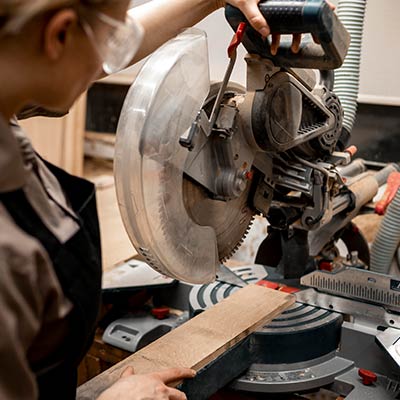 MIter Saw Cutting Wood